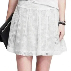 Banana Republic White Mesh Skater Mini Skirt